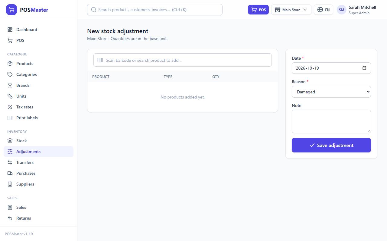 The new adjustment form