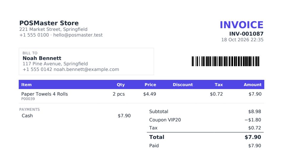 The top of an invoice PDF