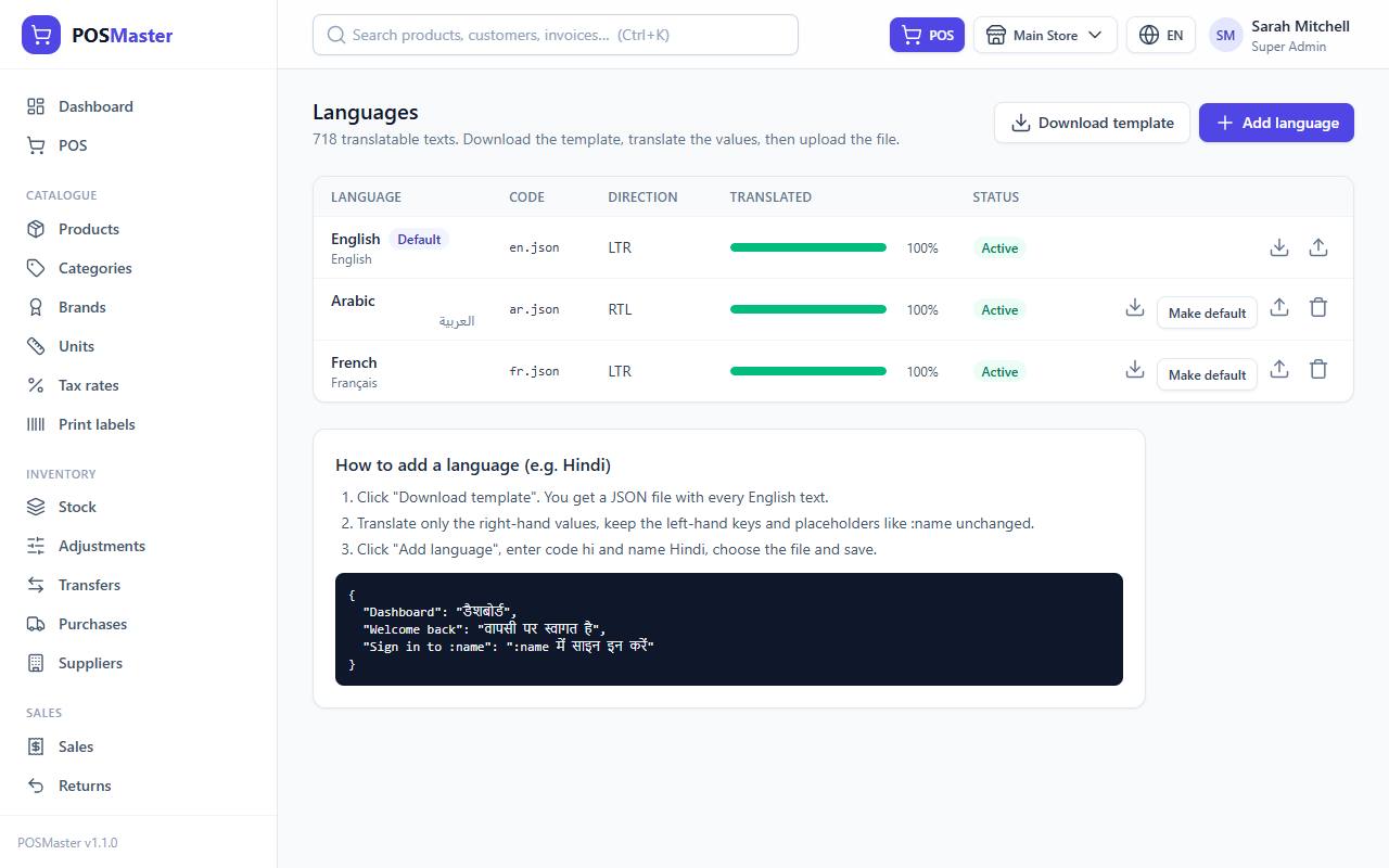 Languages list