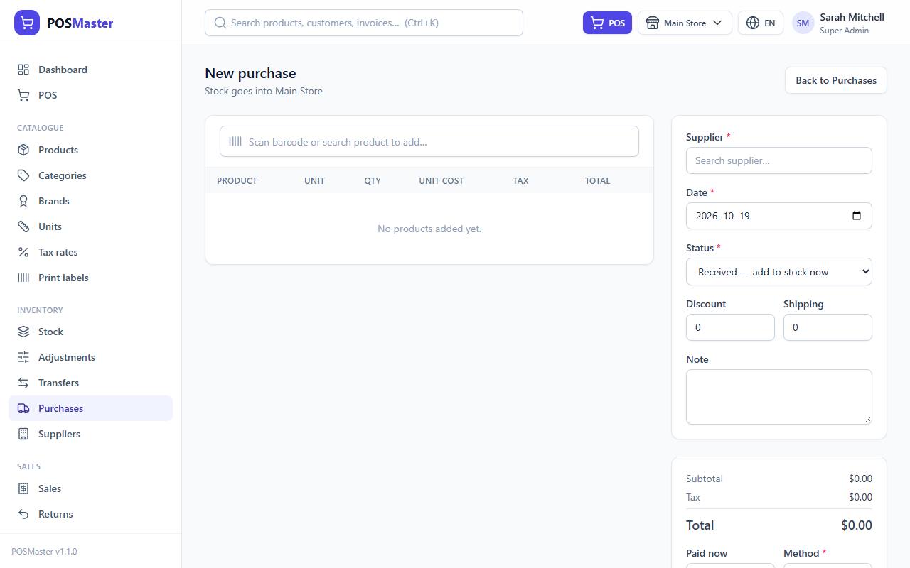 The new purchase form