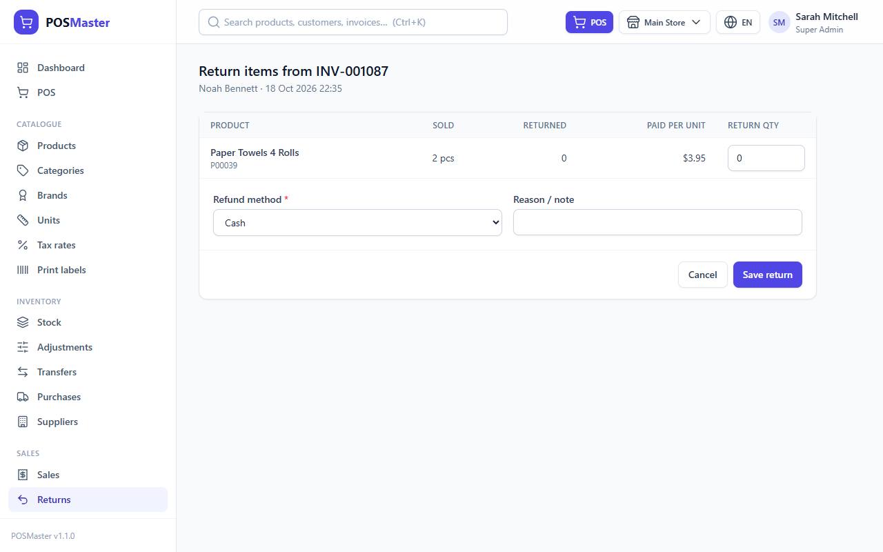 The return form